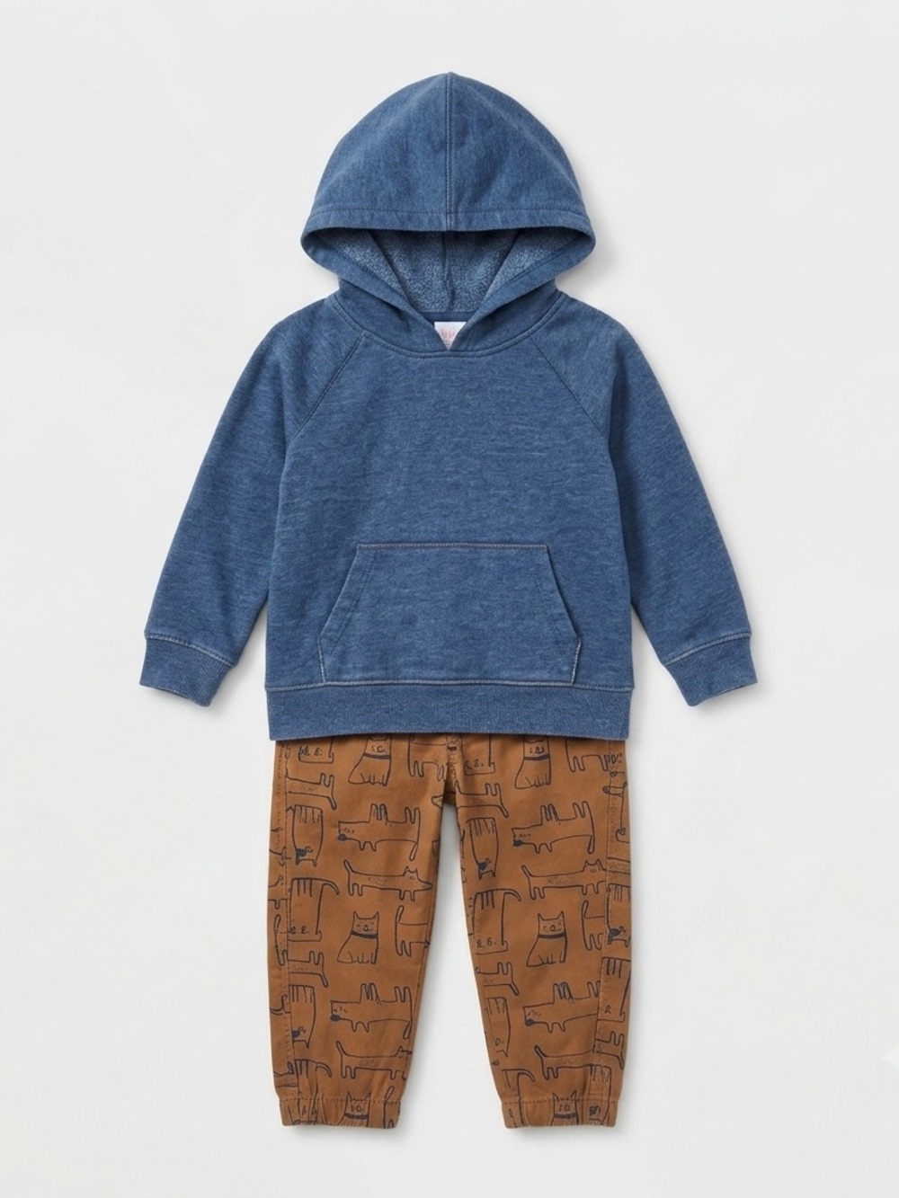 Wonder Nation Blue Hoodie and Carters Brown Patterned Joggers Toddler Boy 2T